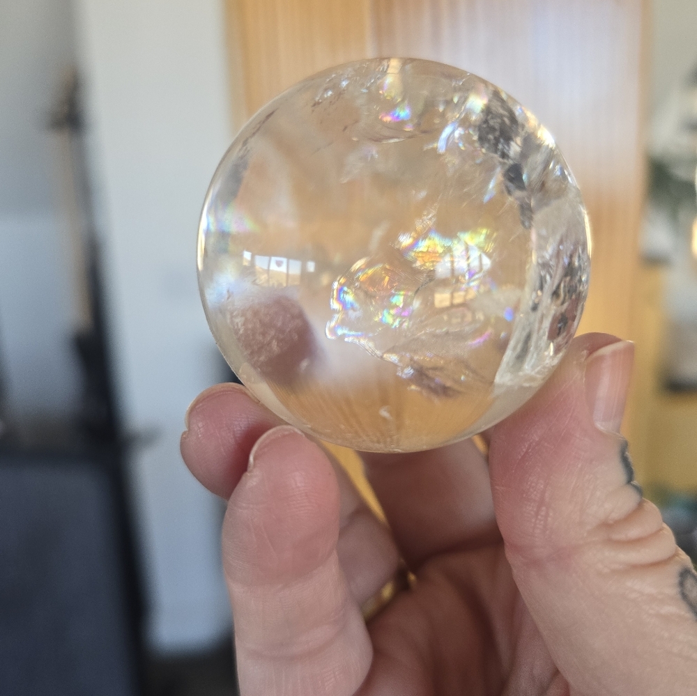 Quartz Crystal Sphere loads of fairy Rainbow Inclusions - Picture 10 of 11